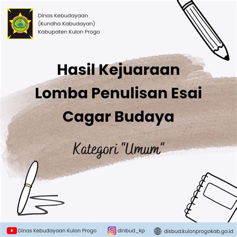 Disbud Hasil Kejuaraan Lomba Penulisan Esai Cagar Budaya Kategori