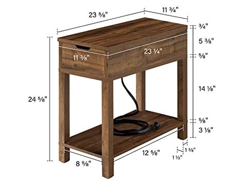 Labcosi Modern Farmhouse Side Table Narrow End Table With Charging