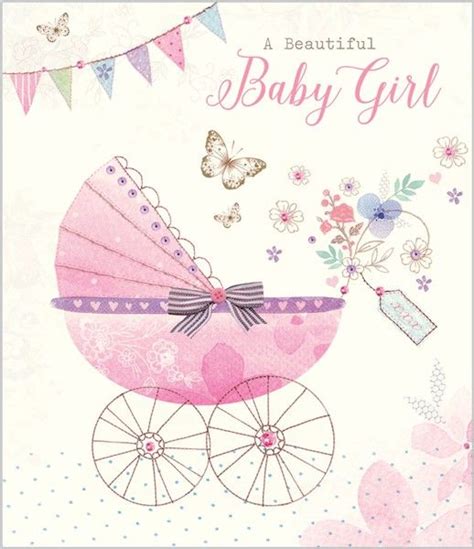 Card Ranges 7386 New Baby Girl Pink Pram Abacus Cards