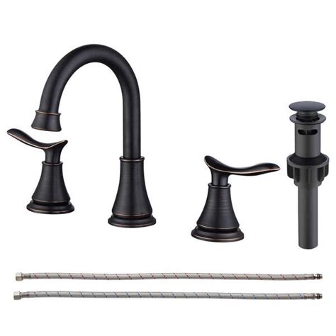 8 In Widespread Double Handle Bathroom Faucet With 360° Swivel Spout In Oil Rubbed Bronze Gl