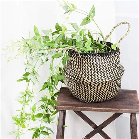 Seagrass Wicker Basket Flower Pot Wicker Storage Baskets Laundry Straw