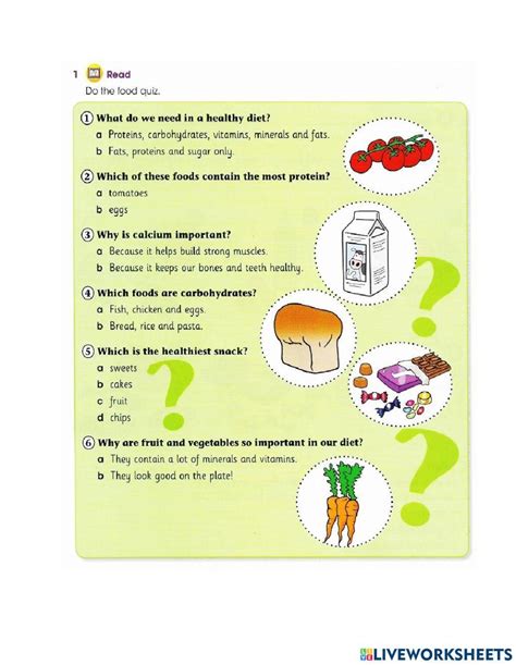 Food Quiz Marwaabdullah Live Worksheets Worksheets Library