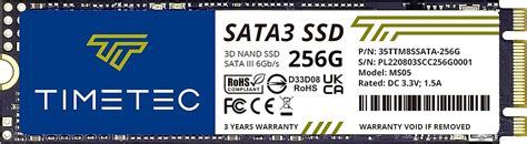 Timetec SSD De 256 GB 3D NAND TLC SATA III 6 Gbs M2 2280 NGFF 128 TBW