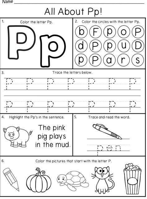 Letter P Worksheet For Preschool