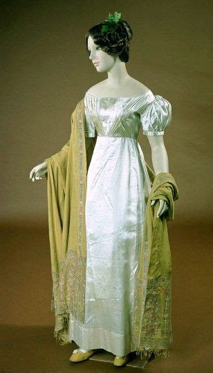 1800 1820 White Satin Dress Possibly Had Been A Wedding Dress At One