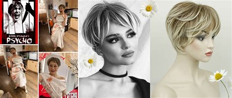 Amazon MIMAN Short Platinum Blonde Pixie Cut Wig Fluffy Short Hair Wigs With Bangs Dark