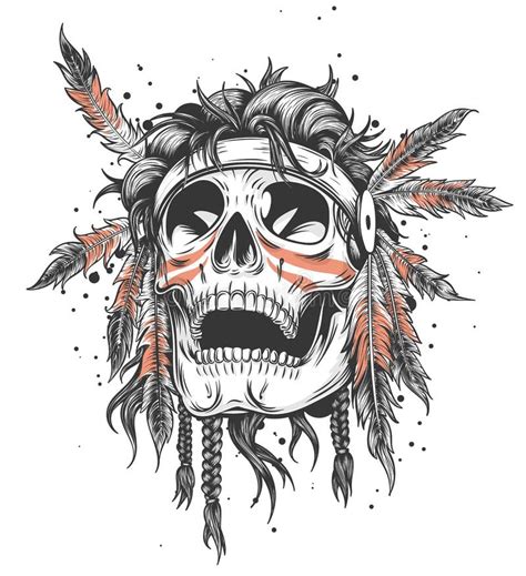 Illustration Of American Indian Skull Stock Vector Illustration Of