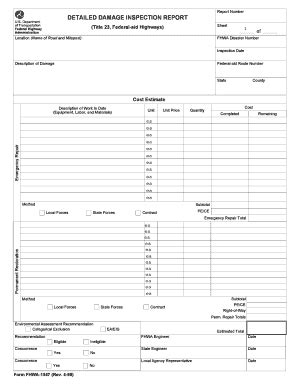 Fillable Online Wfl Fhwa Dot Fhwa 1547 Form Fax Email Print PdfFiller