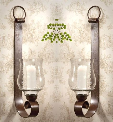 Bronze Iron Loop Wall Sconce with Hammered Globe, Set of 2 - Candle ...