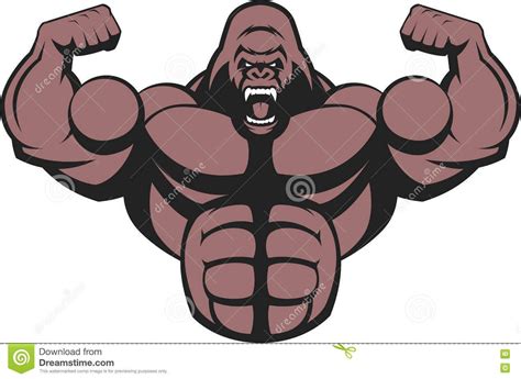 Strong Ferocious Gorilla Gorilla Illustration Gym Art Gorilla