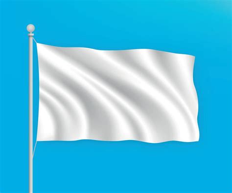 Empty white blank waving flag on blue sky background Template for your ...