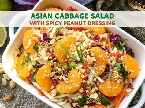 Asian Cabbage Salad With Spicy Peanut Dressing Recipe From Val S Kitchen