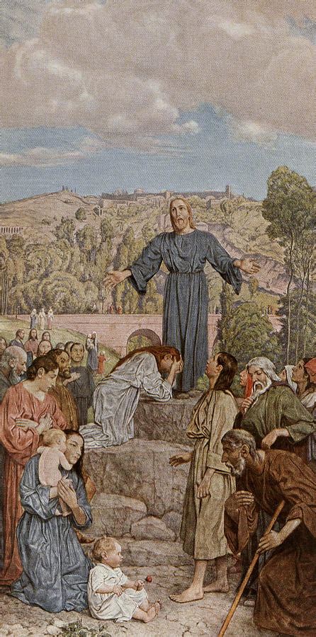 Christ Preaching Painting by Hans Thoma