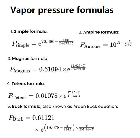 vapor pressure  water calculator