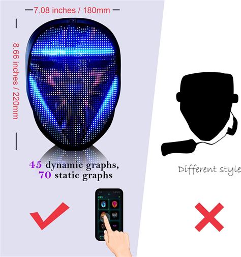 Megoo Led Mask With Bluetooth Programmable For Costume Cosplay Party