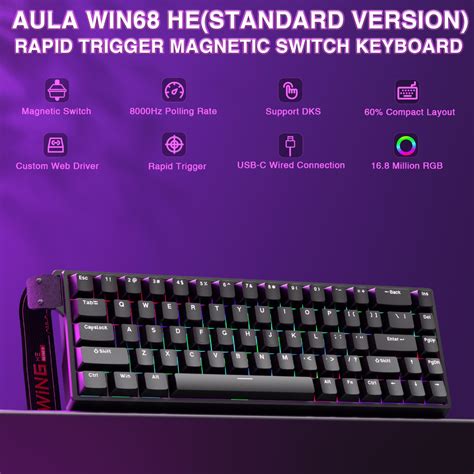 Aula WIN60 68HE คยบอรดแมเหลก RT Gaming แบบมสาย RGB Hot swap 8kHz คยบอรดเครองกลความ