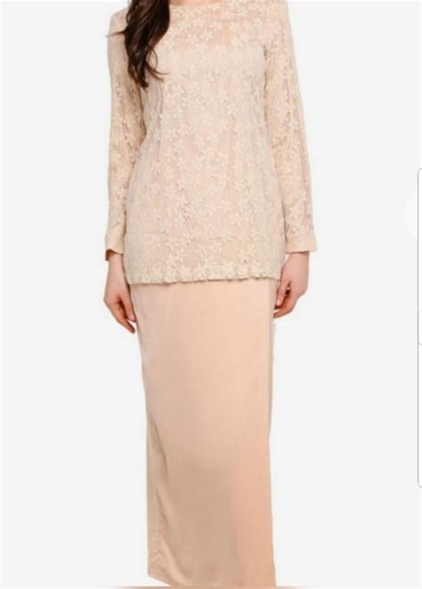 Baju Kurung Modern Lace Nude Colour Women S Fashion Muslimah Fashion Baju Kurung Sets On