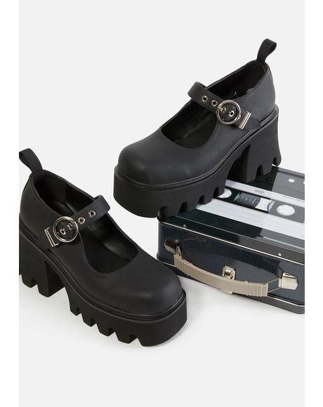 Current Mood Patent Strappy Platform Mary Janes Black Dolls Kill