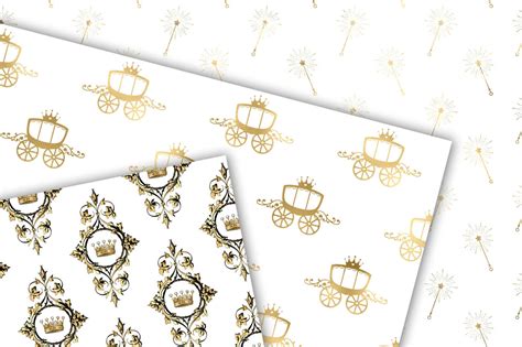 White And Gold Princess Digital Paper By Digital Curio TheHungryJPEG