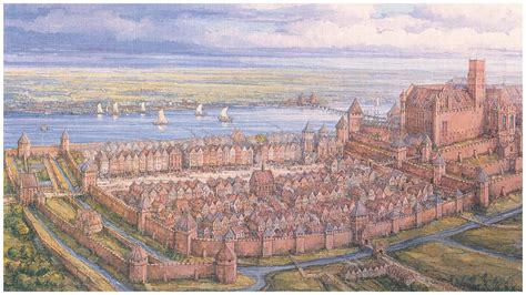 Malbork - city defensive walls | Fantasy castle, Fantasy town, Castle