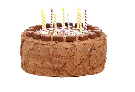 Chocolate Birthday Cake With Candles Stock Photo - Image of baked ...