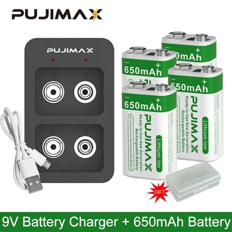 PUJIMAX Nowa Inteligentna Adowarka 9V Z 650mAh 9V Akumulator Litowo