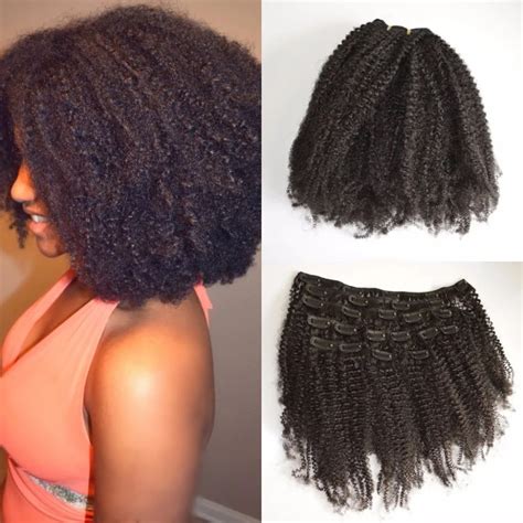 3c 4a 4b 4c Afro Kinky Curly Clip In Human Hair Extensions Natural