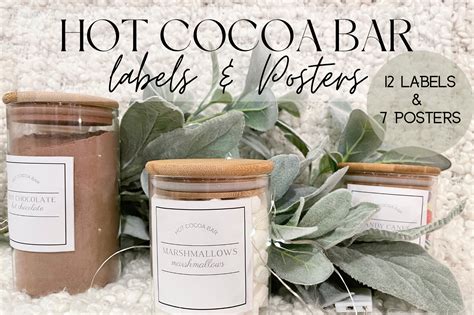 Hot Cocoa Bar Labels Hot Cocoa Printable Labels Cocoa Mix Labels Modern Labels Christmas Kitchen