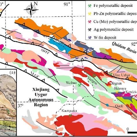 A Satellite Image Of The East Kunlun Orogem Showing Major Tectonic