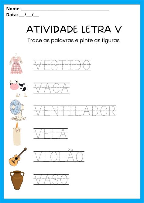 Letra V Para Imprimir - Atividades com a Letra V Maiúscula e Minúscula para Imprimir