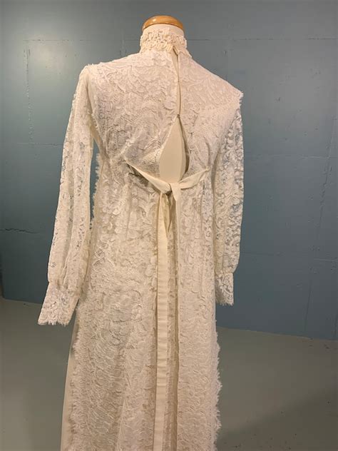60s Wedding Gown Empire Waist Lace Satin Wedding Dres Gem