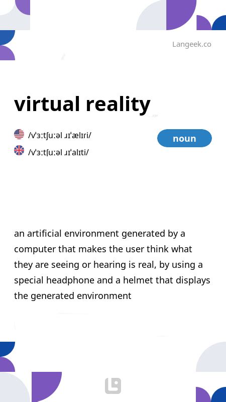 Definition And Meaning Of Virtual Reality Picture Dictionary