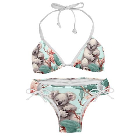 Koala Chic One Piece Swimsuits Bikini Set Detachable Sponge Adjustable Strap Two Pack For