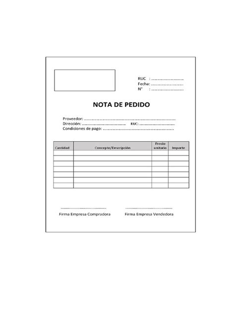 Nota De Pedido Pdf