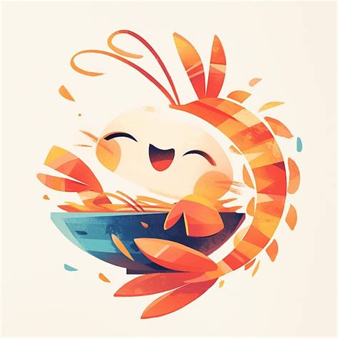 Premium Vector Sizzling Garlic Shrimp Hot Cartoon Style