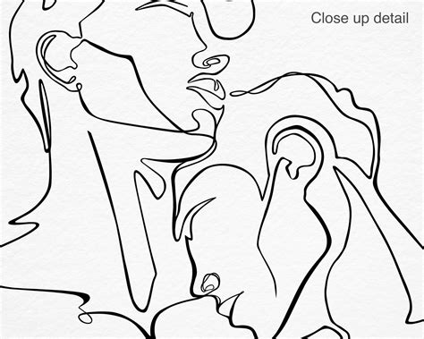 Gay Couple Print Minimal Nude Line Drawing Wall Art Printable Etsy