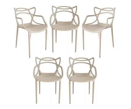 Kit 5 Cadeira Allegra Nude Sala de Janta e Cozinha ECOMHOME Móveis