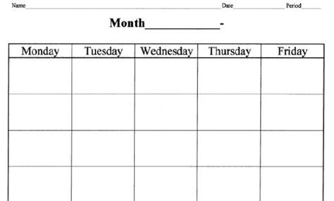 Fresh Blank One Month Calendar Template – Sparklingstemware