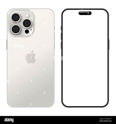 New Iphone 15 Pro White Titanium Phone Mockup Screen Front And Back