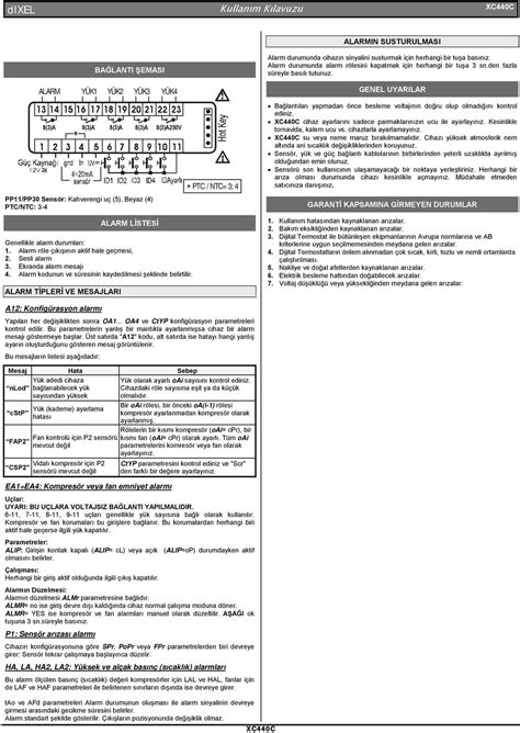 Dixel Kullan M K Lavuzu Xc C Xc C Dijital Termostat Genel Tanimi