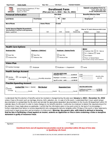 Fillable Online Submit Completed Form To Enrollment Form Mcohio Org