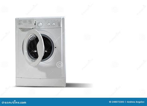 White Front Load Washing Machine Isolated On White Background Modern