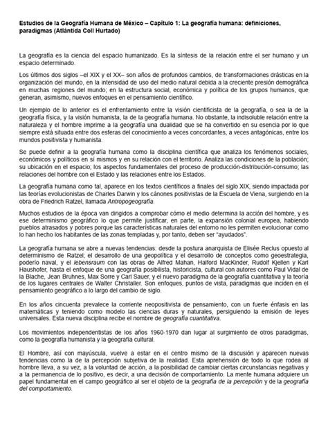 Resumen - Estudios de La Geografía Humana de México, Capítulos 1 y 4 ...