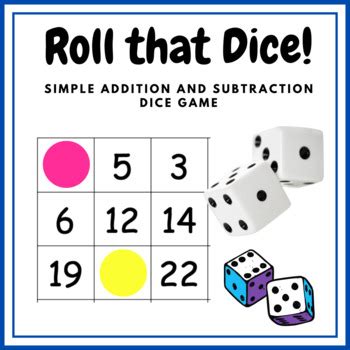 Roll that Dice! Simple addition and subtraction math dice game (2,3 and 4)