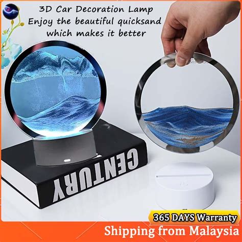 Moving Sand Art Table Lamp Car Decorations USB Quicksand 3D Natural