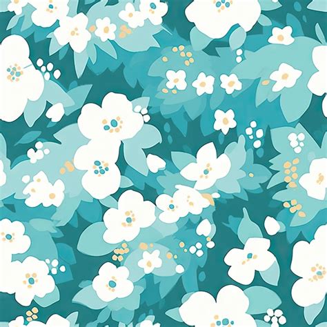 Premium Ai Image Turqoise And White Floral Wallpaper