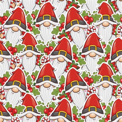 Premium Vector Seamless Pattern Christmas Gnome Santa Claus