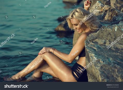 Portrait Gorgeous Tanned Sexy Smiling Blonde Stock Photo Shutterstock