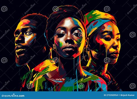 Black People In Vibrant Colors On A Black Background Black Matters Ai