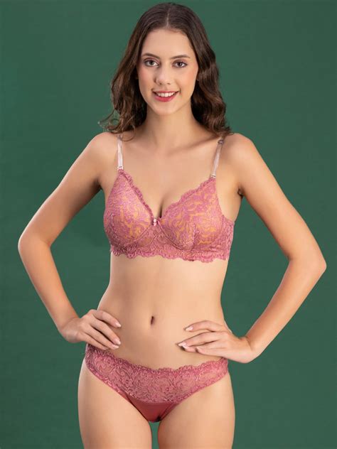 Buy DressBerry Pink Bra Panty Lace Backlet Lingerie Set Lingerie Set For Women 28737008 Myntra
